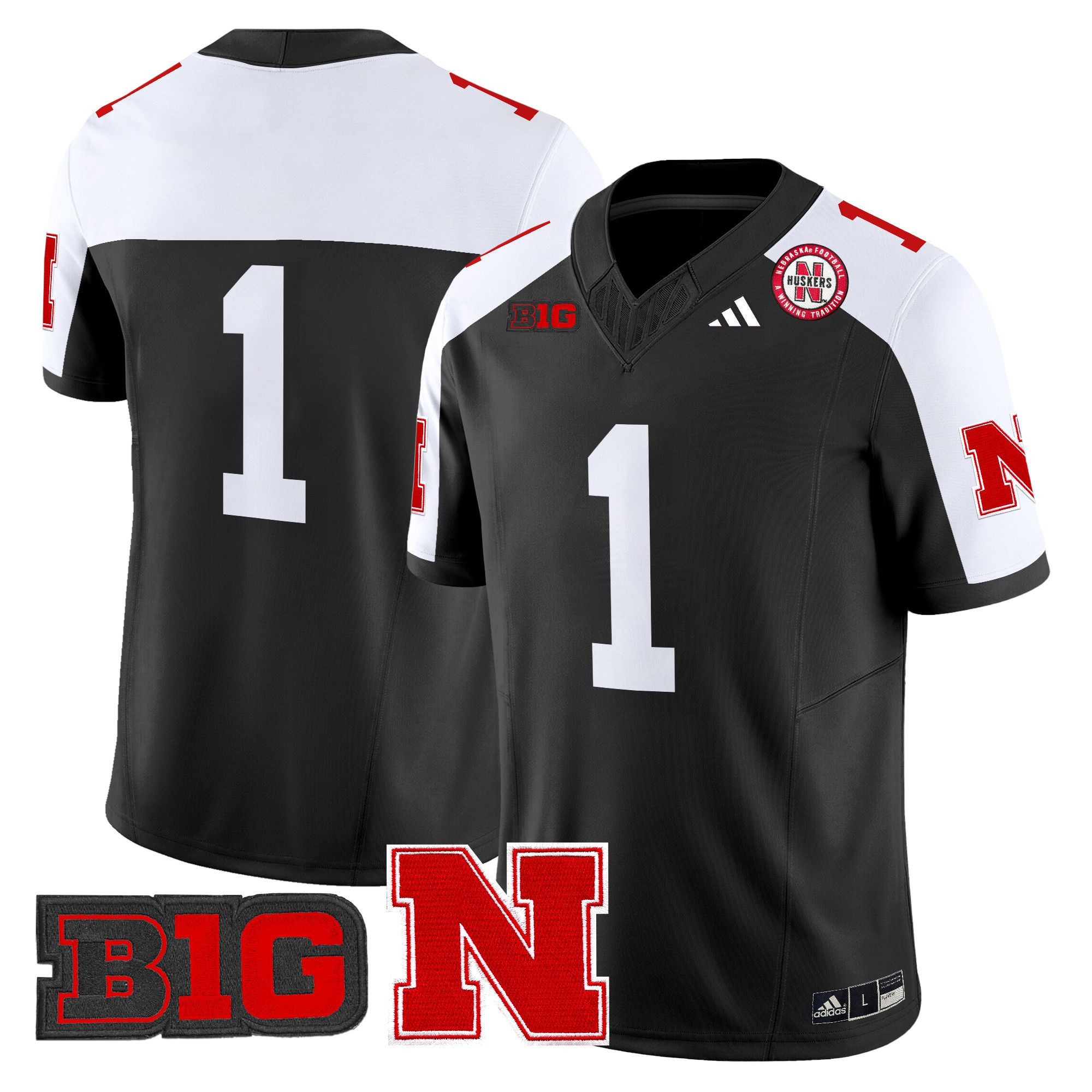 Men Nebraska Cornhuskers #1 No Name Black 2024 Vapor Limited NCAA Jersey